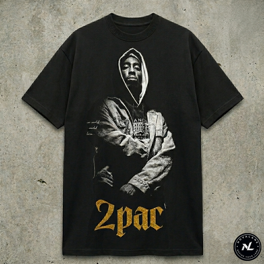 2Pac "Poetry in Motion" Vintage Oversized T-Shirt – Heavyweight Black Cotton with Gold Foil Detail