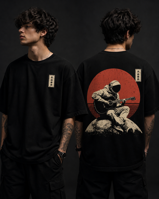 Cosmic Vibes Graphic T-Shirt – Astronaut Guitar Oversized Streetwear Tee