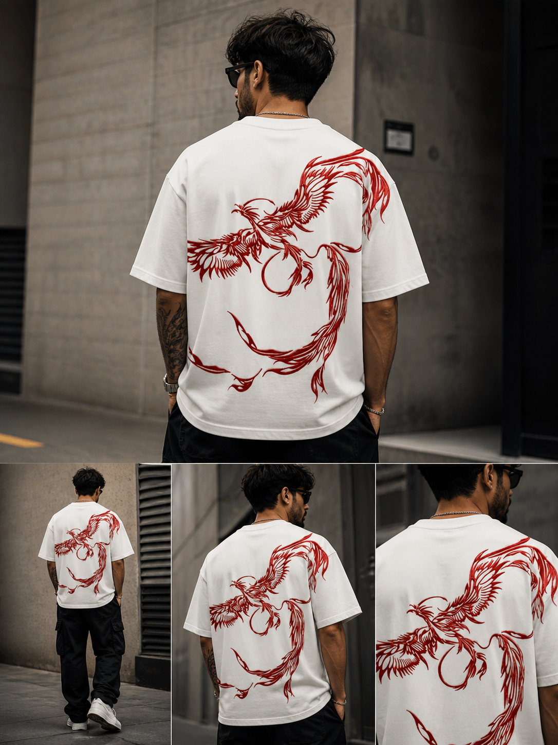 Red Phoenix Back Print T-Shirt – Premium Oversized Streetwear